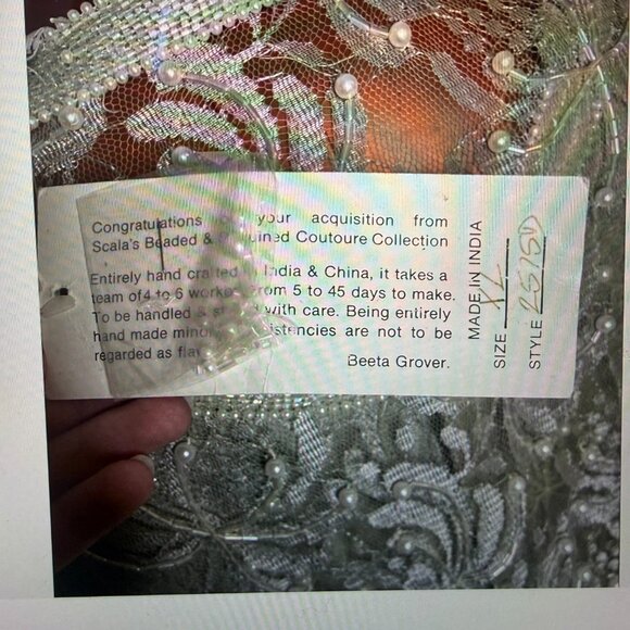 Scala Couture Vintage 80s Beaded Seafoam Green Cocktail Dress Sz XXL - Picture 14 of 15